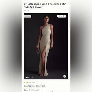 BHLDN Dylan One-Shoulder Satin Gown